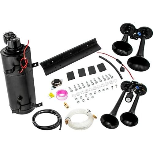 Train Horn Kit for Truck/Car/Pickup Loud /1G Air Tank /150psi /4 Trumpets DC 12V