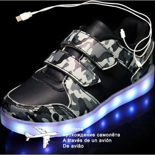 Fashion 25-37 Led Childrens Sneakers Kids shoes USB Charging Lighted Luminous Sneakers Boy/Girls LED lights glow Children Shoes