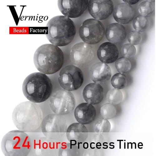 Natural Mineral Stone Grey Cloudy Quartz Beads For Jewelry Making 4/6/8/10/12mm Round Spacer Loose Beads For Bracelets 15