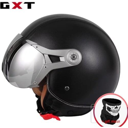 Motorcycle PU Leather Capacete 3/4 helmets RETRO Helmet Casco Motorbike Cruiser Touring Chopper Scooter Riding Vintage Helmets