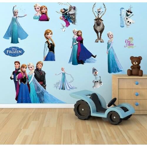 Cartoon Olaf Sven Kristoff Hans Anna Elsa Princess Frozen 2 Theme Wall Stickers Home Decoration Anime Movie Mural Art Kids Decal