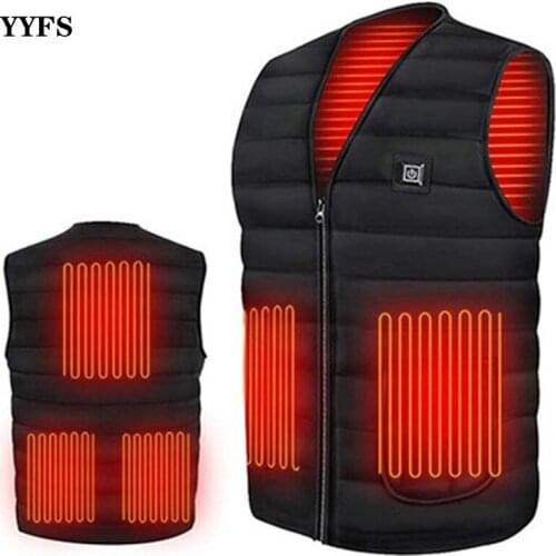Men Autumn Winter Smart Heating Cotton Vest USB Infrared Electric Heating Vest Women Outdoor Flexible Thermal Winter Warm Jacket