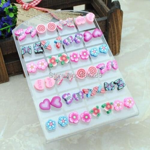 Lots 144pairs Girls Hand-made Soft Polymer Clay Pretty Spring Bright Color Fruit Stud Earrings
