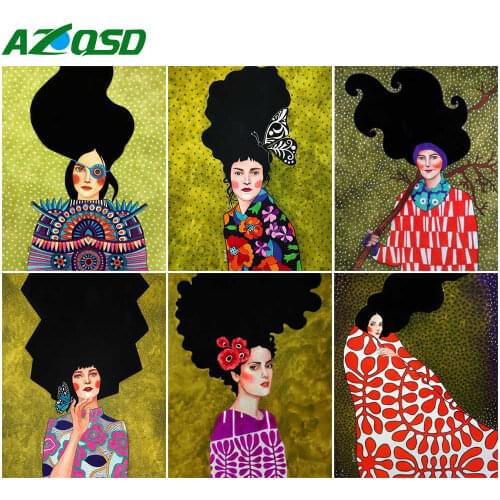 AZQSD Painting By Number Canvas Kits Girl Abstract Art Handmade Gift DIY 40x50cm Pictures By Numbers Portrait Home Decoration