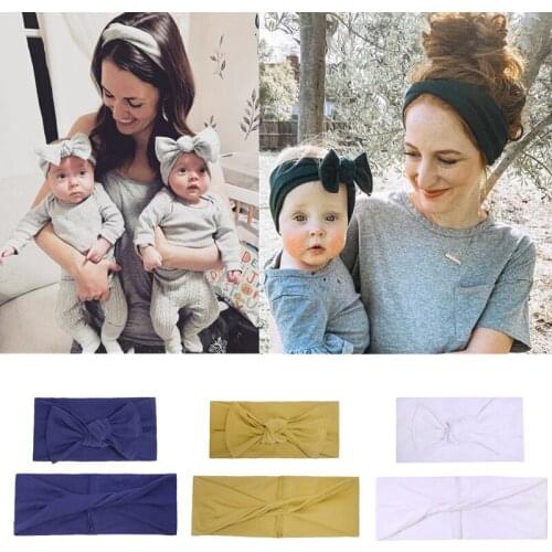 New Parent-Child Headband Solid Color Newborn Baby Hairband Soft Elastic Mother Girls Hair Band Turban Baby Hair Accessories