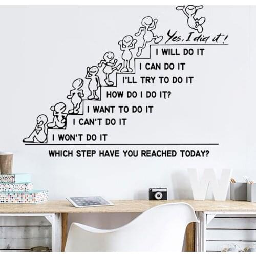 Office Quote Motivation Which Step Have You Reached Today Stairs Wall Decal Vinyl I Did It Bedroom Nursery Home Decor Mural Y58