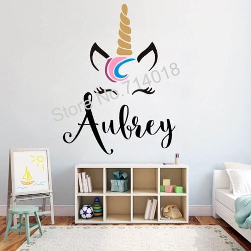 Personalized Baby Name Wall Sticker Popular Unicorn Decor Beautiful Modern Ornament Decals Vinyl Art Removeable Poster B468
