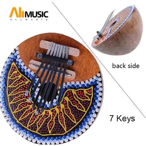 7 Keys Kalimba Thumb Piano Tunable Coconut Shell Painted Musical Instrument Free Shipping