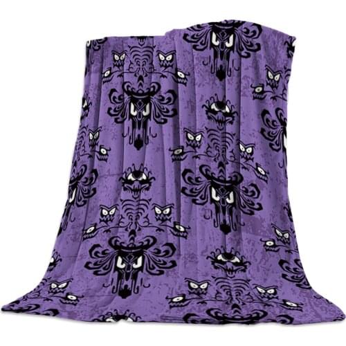 Halloween Grimace Haunted Mansion Bed Cover Blankets Flannel Travel Fleece Throw Wrap Hypoallergenic Improve Sleep Anti-Allergy