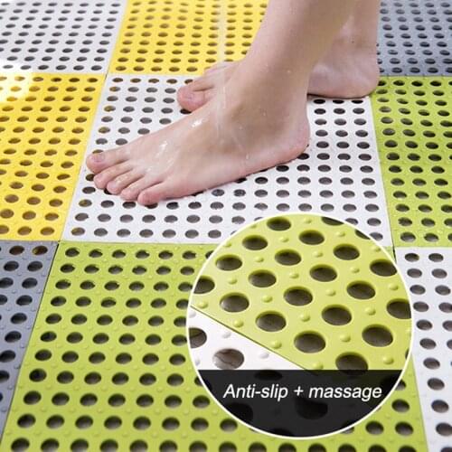 Cuttable Soft PVC Non-Slip Tile Splicing Waterproof Mat Drain Pool Shower Bath Kitchen Cushion 30x30cm Mats J99Store