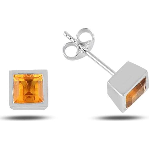 14k gold citrine stone earrings