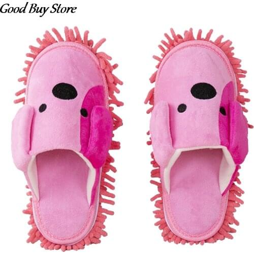 Dust Cleaner Lovely Dogs Mop Slippers Kitchen Bathroom Floor Cleaning Shoes Cute Puppy Plush Slipper Unisex Home Footwear Cover