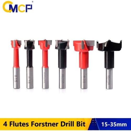 CMCP Forstner Drill Bit 4 Flutes Carbide Wood Router Bit 15-35mm Hole Saw Cutter 70mm Core Drill Bits Woodworking Cutter Tools