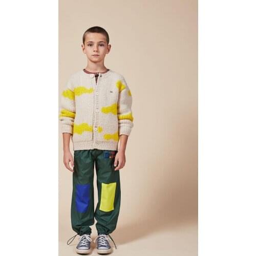 Autumn and Winter New Bobo Boys and Girls printed long sleeve sweater cardigan fashion casual Childrens knitting top