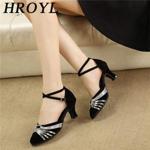 Latin Dance Shoes For Women Ladies Girls Ballroom/Outdoor Sequins Cloth Heeled 3.5/5.5CM Salsa Sandals More Style Dropshipping