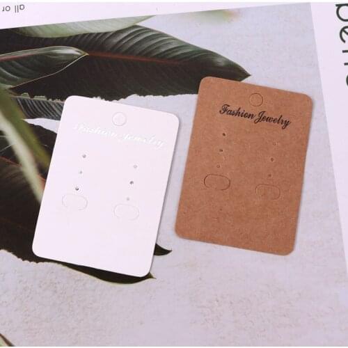 100Pcs Jewelry Display Card Earring 5x7cm Brown Kraft / White earring card Hang Tag card DIY jewelry stud earring package cards