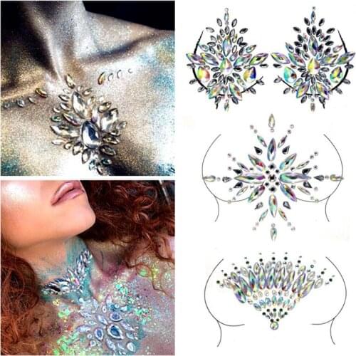 Body Sexy Temporary Rhinestone Glitter Tattoo Stickers Face Jewels Gems Masquerade Makeup Body Eyes Jewels Flash Fake Tattoo