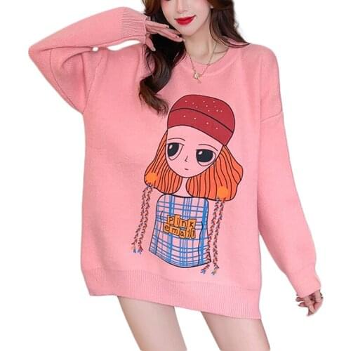 Knitted Harajuku Winter Clothes Women 2021 Oversized Sweaters Long Sleeve Top Gothic Fashion Japanese Kawaii Cartoon Streetwear