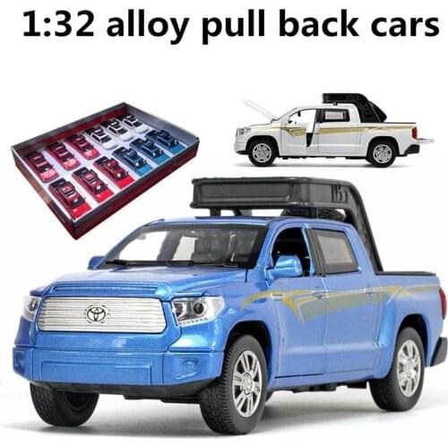 1:32 alloy pull back cars,high simulation Toyota tundra pickup,metal casting,toy vehicles,musical & flashing,free shipping