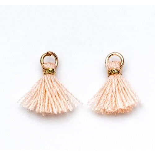 10pcs Cotton Tassel Charm Pendants 12mm, Peach (FB-031-1)