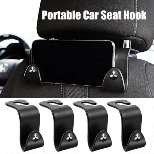 2/4Pcs Portable Car Seat Back Hook Holder Hanger Bag Cloth Interior Accessories For Mitsubishi Outlander Lancer L200 ASX Pajero