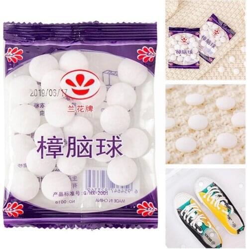 20pcs / bag Natural Mothballs Household Anti-moth Mildew Repellent Balls Drawer Control Closet Pest Bedroom Deodorizer Camp F2X7