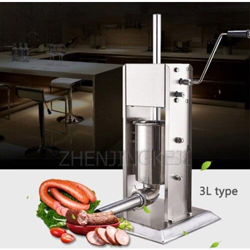 3L Sausage Filling Machine Manual Stainless Steel Small Vertical Hand Crank Home Effortless Sausage Machine Separate Cleaning