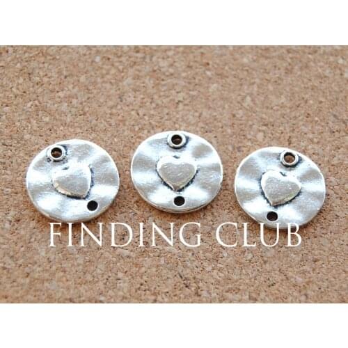 30 pcs 16mm Silver Color Love Heart Charm Connector DIY Metal Bracelet Necklace Jewelry Findings A906