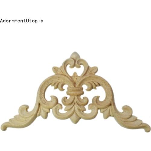 5PCS Wood Carved Corner Appliques Frame Furniture Wall Doors Woodcarving Decal Decorative Wooden Figurines Crafts 14X14CM