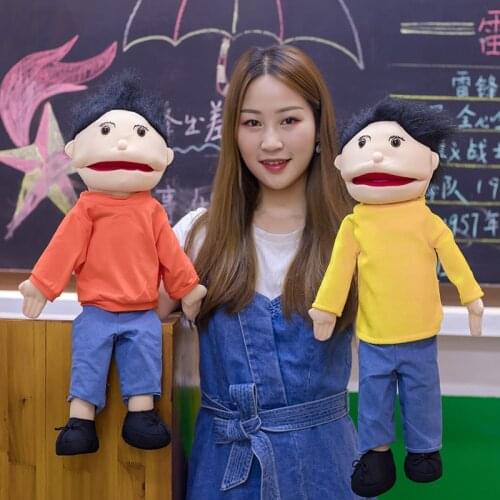 60cm Lovely Doll Hand Puppet Mouth Move Plush Toys Ventriloquism Education Props Storytelling Doll Children Gifts Baby Soft Toys