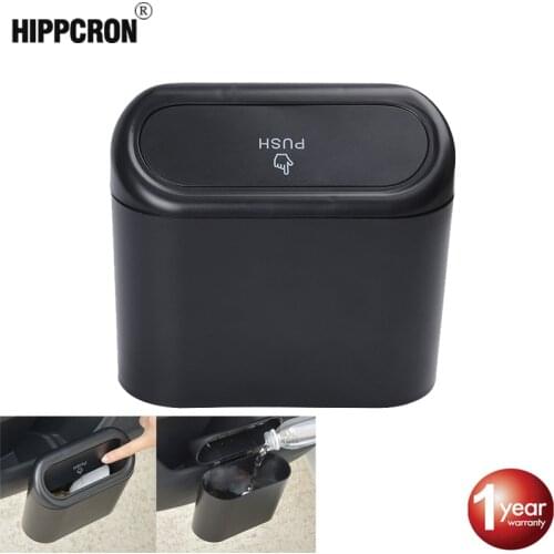 Car Trash Bin Hanging Vehicle Garbage Dust Case Storage Box Black Abs Square Pressing Type Trash Can Auto Interior Accessories