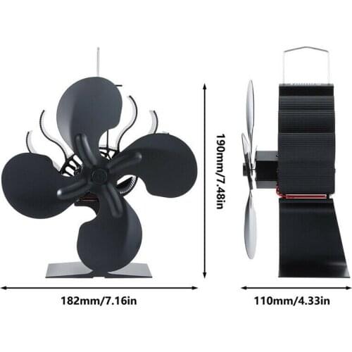 Silent 4 Blades Fireplace Stove Fan Thermal Power Fan Wood Log Burner Fan Efficient Heat Distribution Home Heat Power Stove Fan