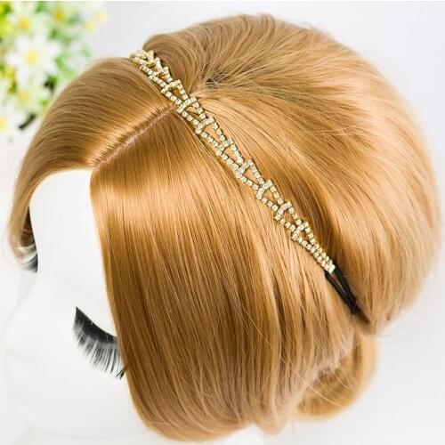 Rhinestone Head Chain Wedding Headband Silver Plated and Gold Color Metal Chain Bridal Hair Jewelry for Women