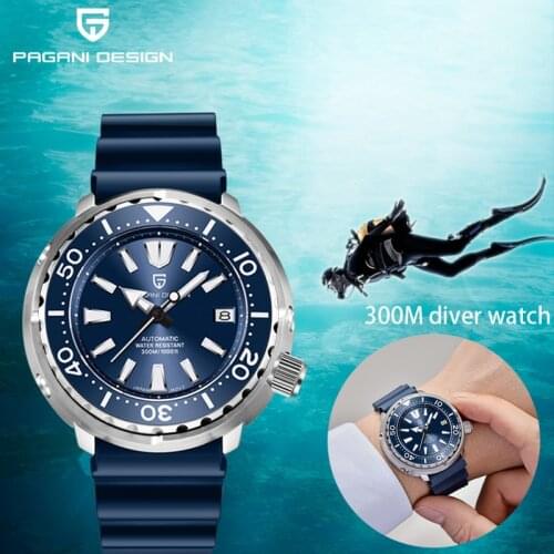 PAGANI DESIGN 300M Diving Sports Diver‘s Mens Mechanical Automatic Watch Stainless Steel Sapphire Glass 45MM Clock montre Homme