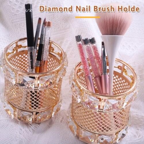 TSZS 2021 Makeup Tools Acrylic Nail Brush Holder Nail Art Pen Holder Crystal Diamond Pen Holder
