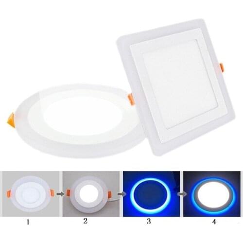 Double Color LED Panel Light 6W 9W 16W 24W Round Square Panel LED Ceiling Lamp AC110V 220V Indoor Recessed DownlightBulb