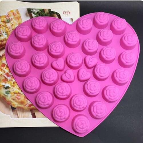 Baking Mold New Baking Utensils 30 Even Rose 4 Love Chocolate Food Grade Silicone Cake Mousse Jello Mold Kitchen Supplies