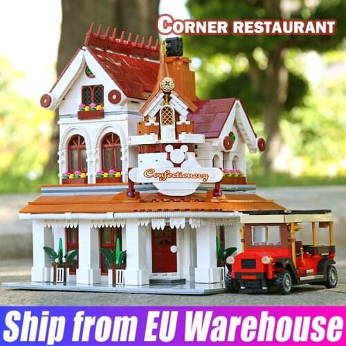 MOULD KING 11003 MOC Streetview Set The PARADISES CORNER RESTAURANT Building Blocks Bricks Kids Educational Toys Christmas Gifts