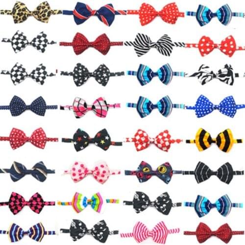 50pc/lot Adjustable Dog puppy Cat Pet Lovely Adorable sweetie Grooming Bow Tie Necktie Wear 50 pattern Clothing Products E05