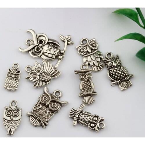 Hot sell ! 9 pcs Zinc Alloy Mixed Owl Charms Pendants 9 - Style DIY Jewelry (nm215)