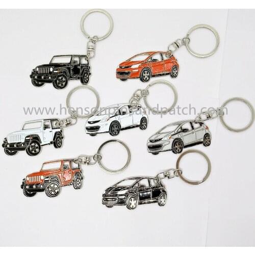 Custom metal soft enamel car brand key ring with back stamp