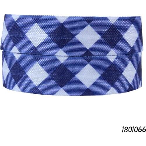 FLRA FOE Blue plaid ribbon, 5/8" fold over elastic, 100yards free shipping foe ribbon
