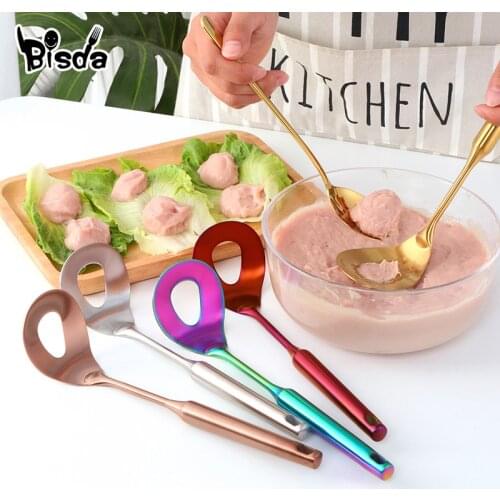 Meatball Maker Spoon Kitchen Utensil Gadget Meat Tool Gift Table Spoon Non-Stick Meat Ball Mold Spoon Elliptical Leakage Hole