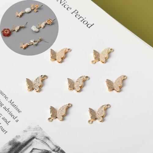 Copper-plated gold 18K exquisite double frosted butterfly pendant DIY handmade jewelry earrings earrings accessories materials