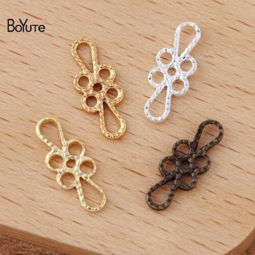 BoYuTe (100 Pieces/Lot) 15*6MM Metal Brass Carved Rose Flower Connector Charms DIY Hand Made Jewelry Accessories