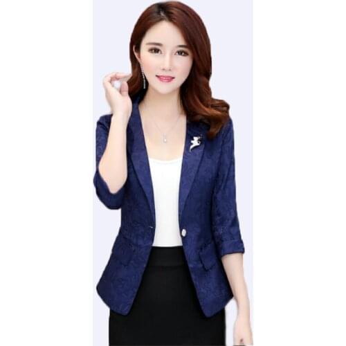 New fashion Seven-quarter sleeve blazers women 2020 spring short slim ladies suits outerwear white blazer female