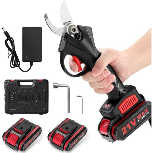 Portable Cordless Electric Pruning Shears Tree Pruner With 2 Rechargeable Lithium Battery 21v 1.5ah Powered Tree Branch Pruner