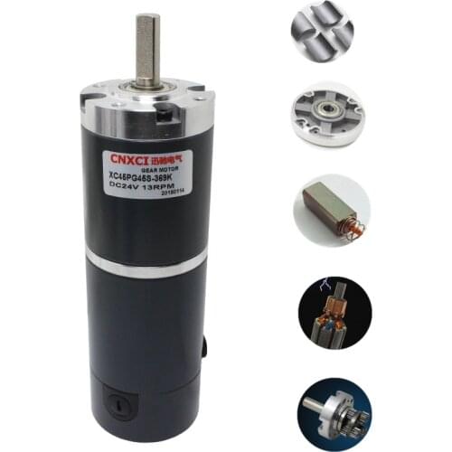 45MM DC Planetary Gear Motor 12V 24V Shaft 8mm Low Speed Power Torque 6-1300rpm 45PG45S Model Motor