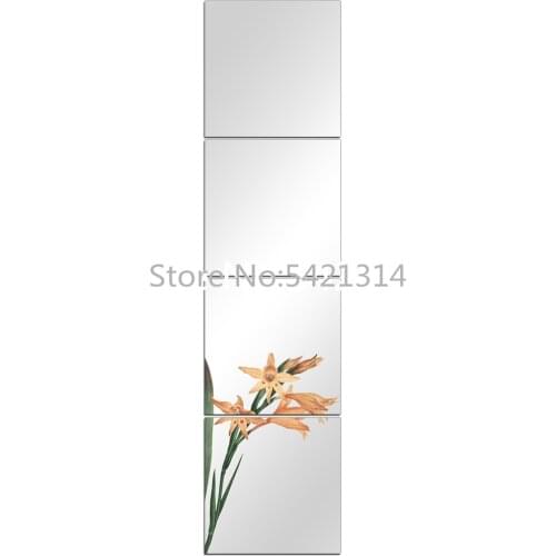 Full Length Tall Mirror Tiles 8 Inch 4Pcs Frameless Slim Explosion-Proof Wall Mirror Set HD Vanity Make Up Mirror for Wall Décor