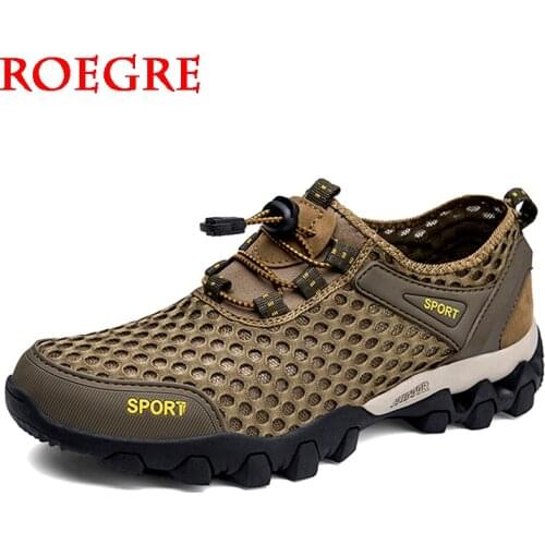 Summer Men Sandals Mesh Beach Men Shoes Lightweight Soft Casual Shoes Non-slip Driving Shoes Walking Outdoor Hill Footwear Man
